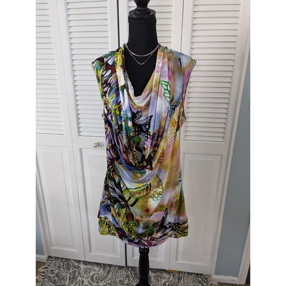 Sao Paulo Dress Women's Sz 12 Bodycon Art Mini Tunic Colorful Y2K Butterfly